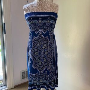 Strapless blue sun dress, size small.